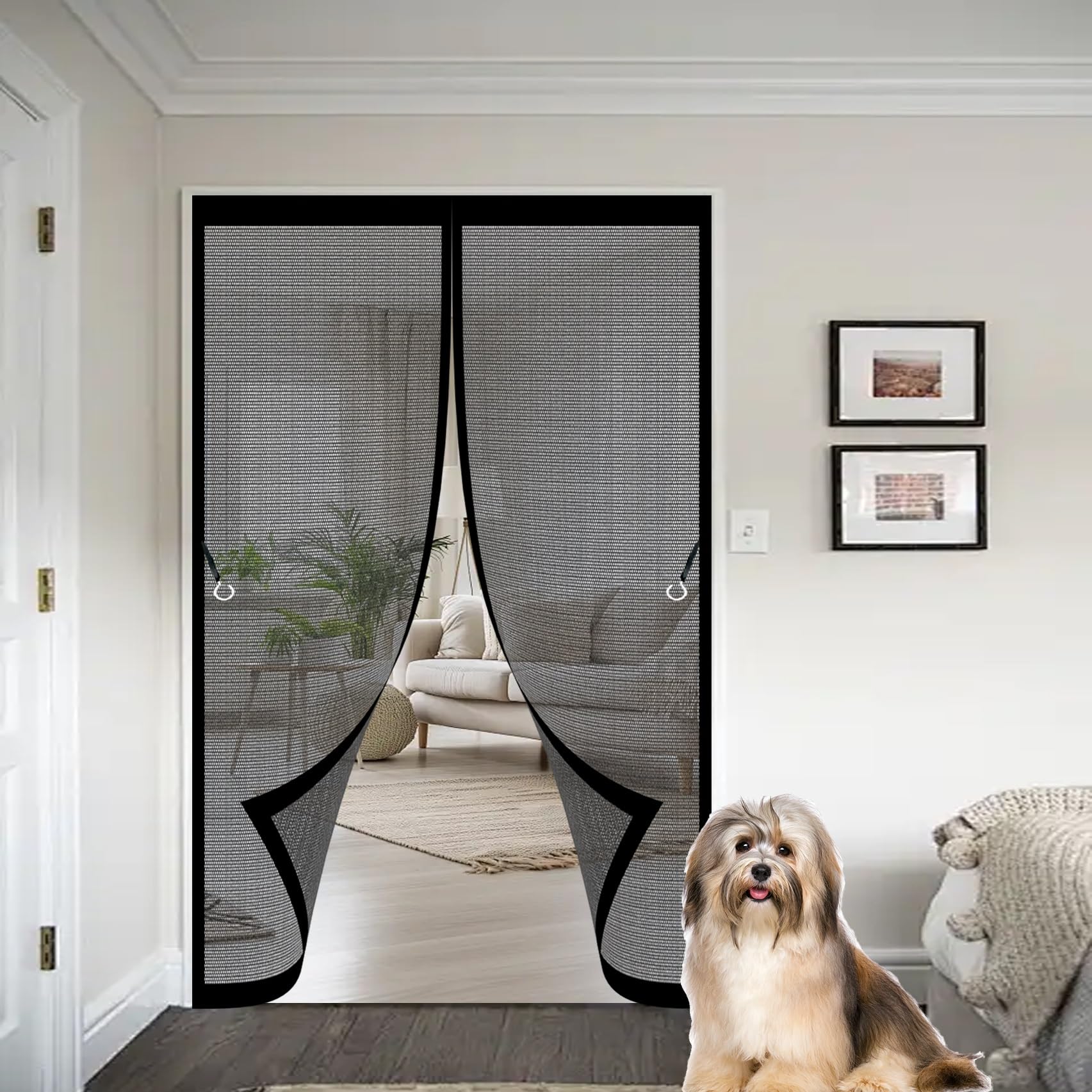 Moustiquaire porte aimantée 112x205 cm avec maille fine anti-insectes