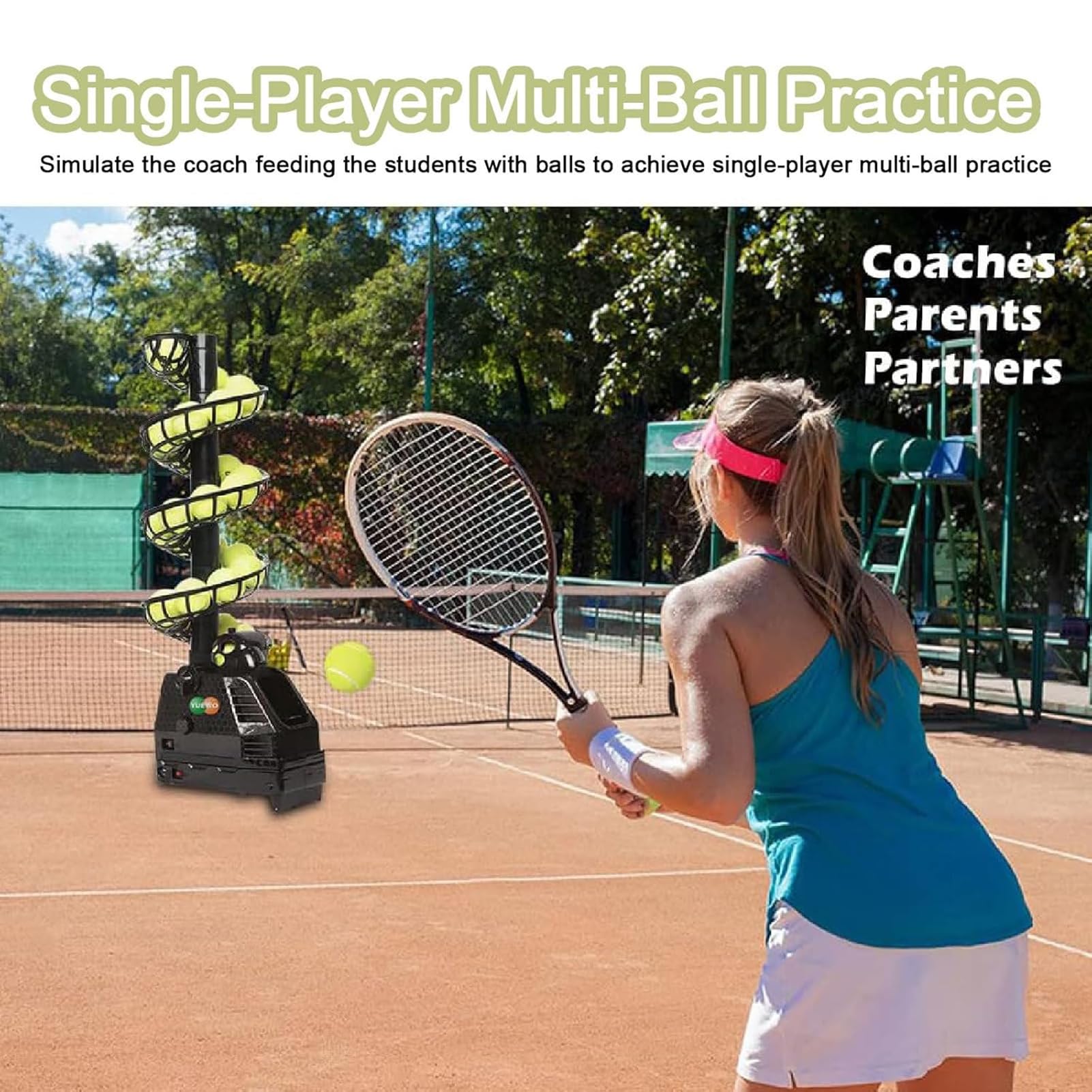 Máquina de Pelotas de Tenis, Máquina Lanzapelotas de Tenis Portátil, Lanzador Automático Profesional, Capacidad 33 Pelotas, para Principiantes y Entrenamiento, Uso en el hogar/cancha