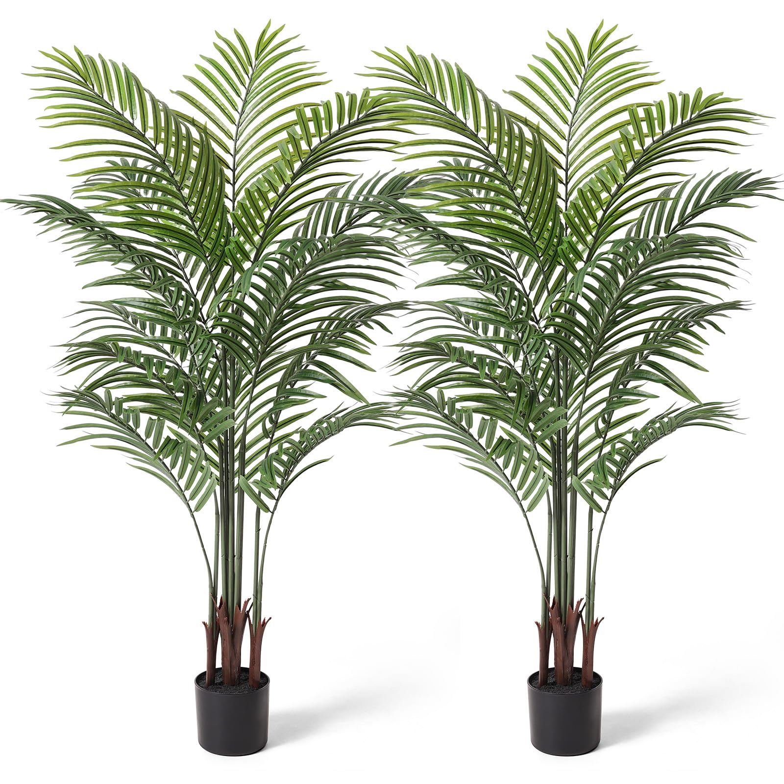 Artificial Areca Palm Plant 5Ft Fake Tropical Palm Tree, Perfect Faux Dypsis Lutescens Plants in Pot for Indoor Outdoor House Home Office Garden Modern Decoration Housewarming Gift,2Pcs