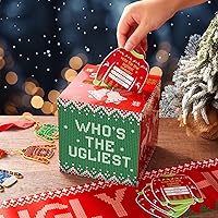 Vista 5 de Juego de 67 tarjetas de votación de suéter feo de Navidad con urna de concurso, 60 tarjetas de votación, 3 bandas de premio de suéter, 3 premios