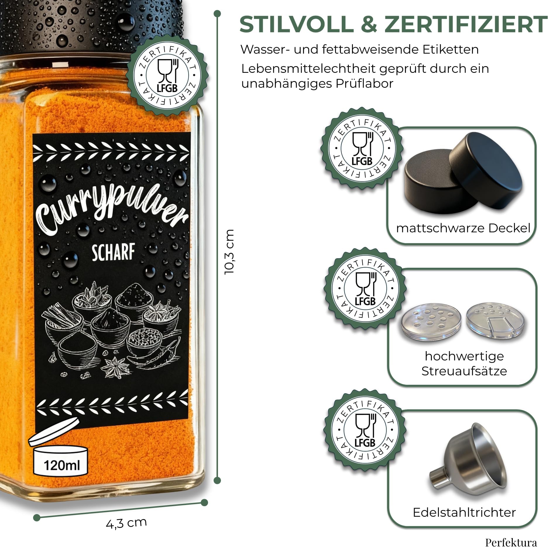 Gewürz Organizer Schublade Gewürzregal Schublade - 24 Gewürzgläser mit Etiketten, Premium Schubladen Organizer, ausziehbar & flexibel einstellbar
