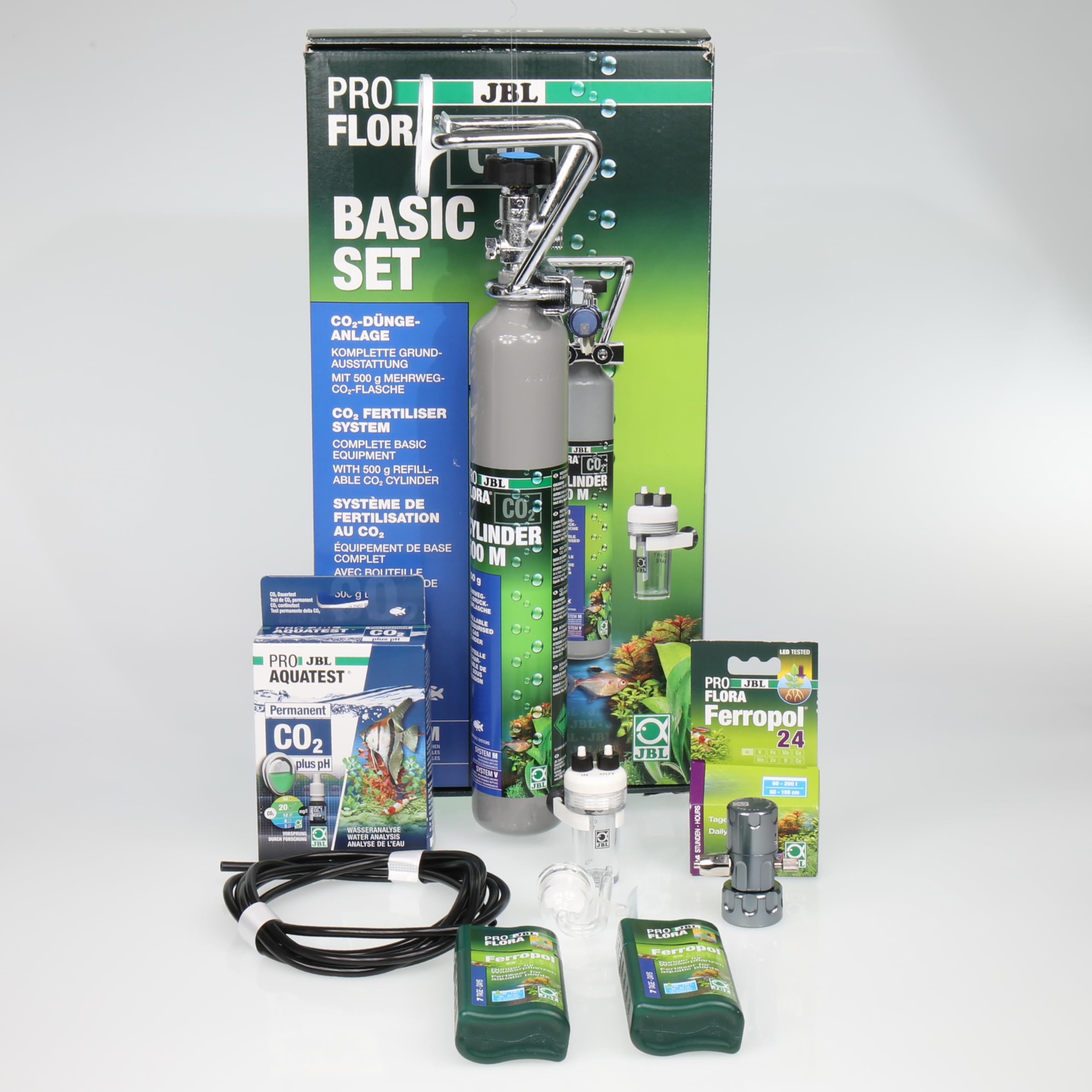 JBL PROFLORA CO2 BASIC SET M, CO2-Düngeanlagen-Komplettset für 40-300 l, Mit Mehrwegflasche und umfangreichem Zubehör