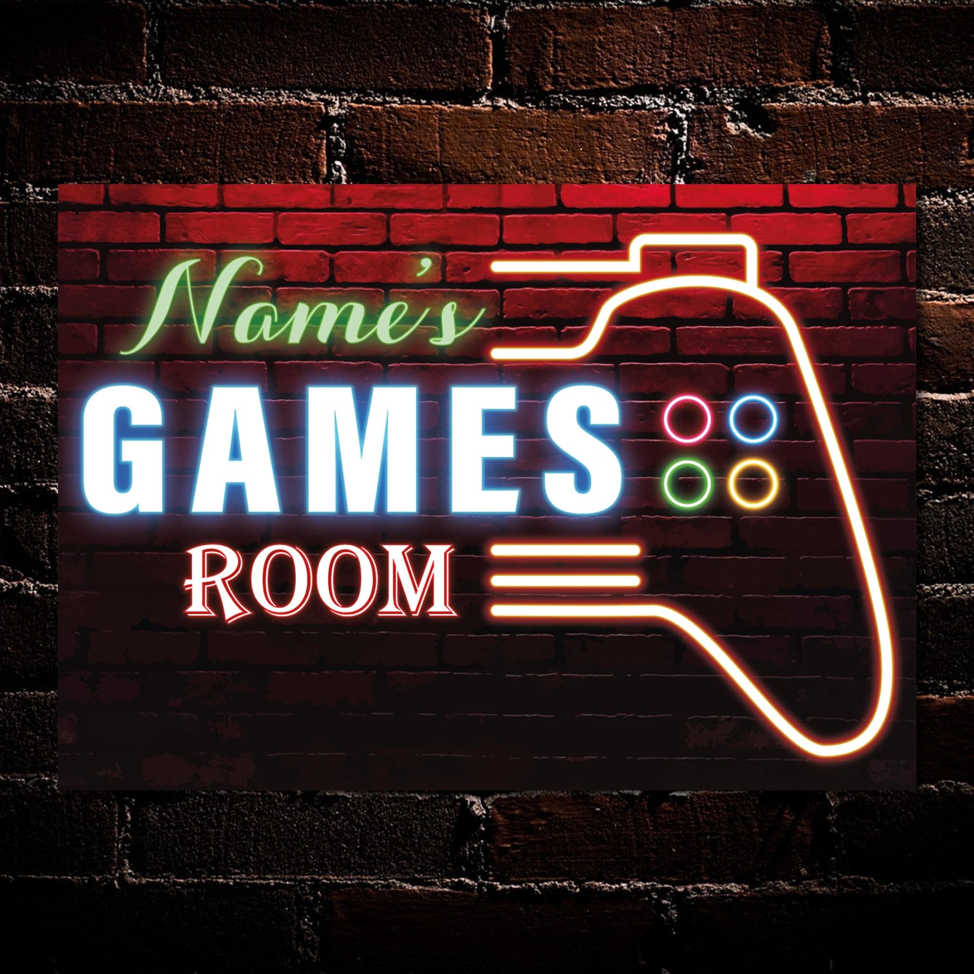 My Pixel Print Metal Personalised Game Room Neon Effect Sign Gaming Room Wall Decor Plaque