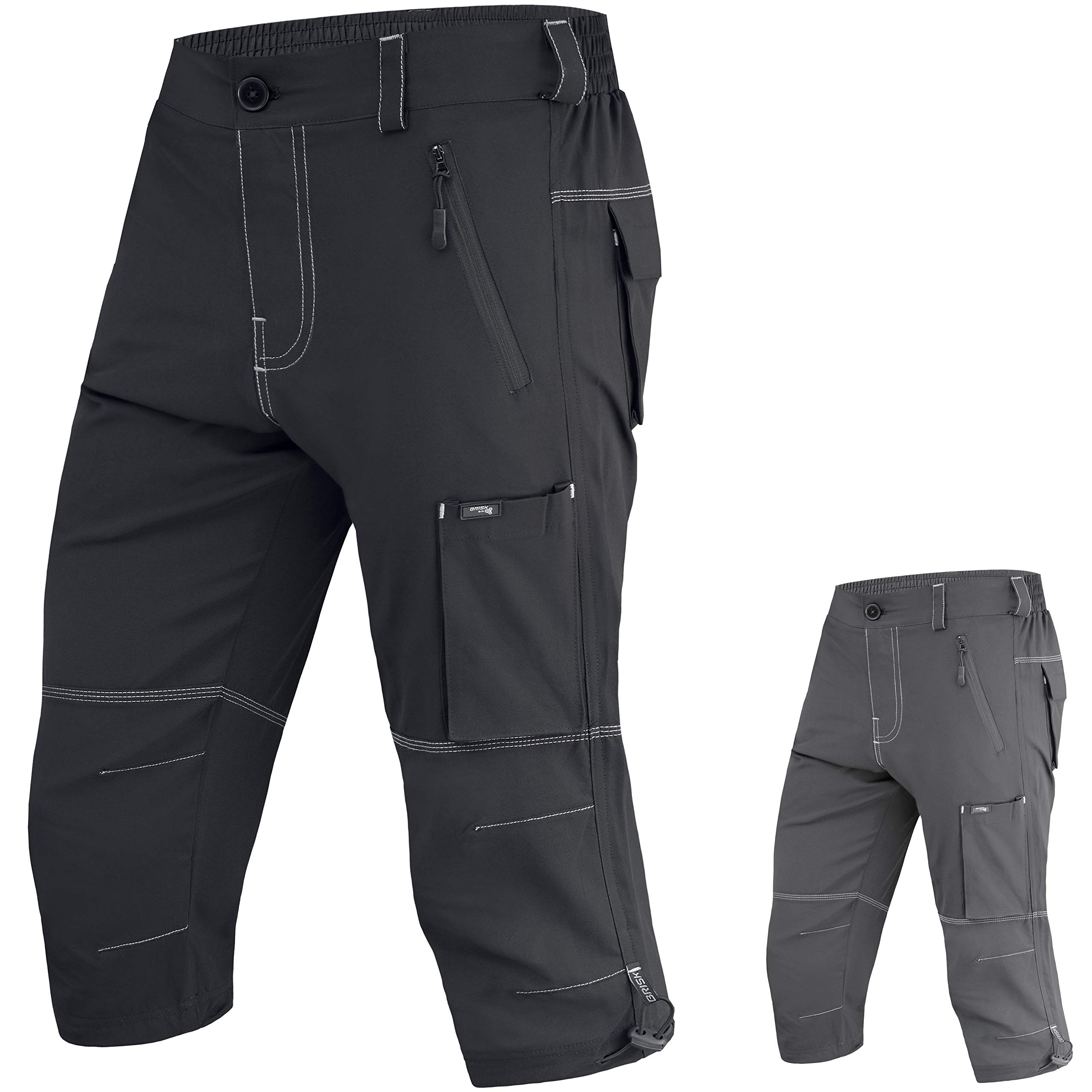 Brisk Bike3/4 MTB Short Mountain Bike Cycling Short (Black, XL)