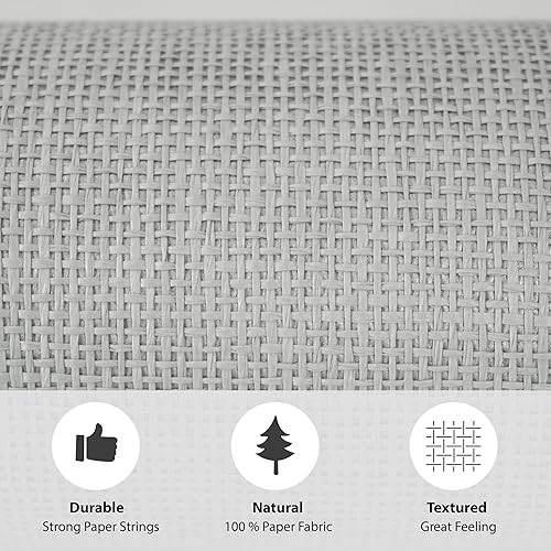 Miniatura 2 de Ansehan W703 Terraces Collection - Revestimiento de pared texturizado de tela de pasto de 36 pulgadas de ancho x 8 yardas de largo, tejido de papel