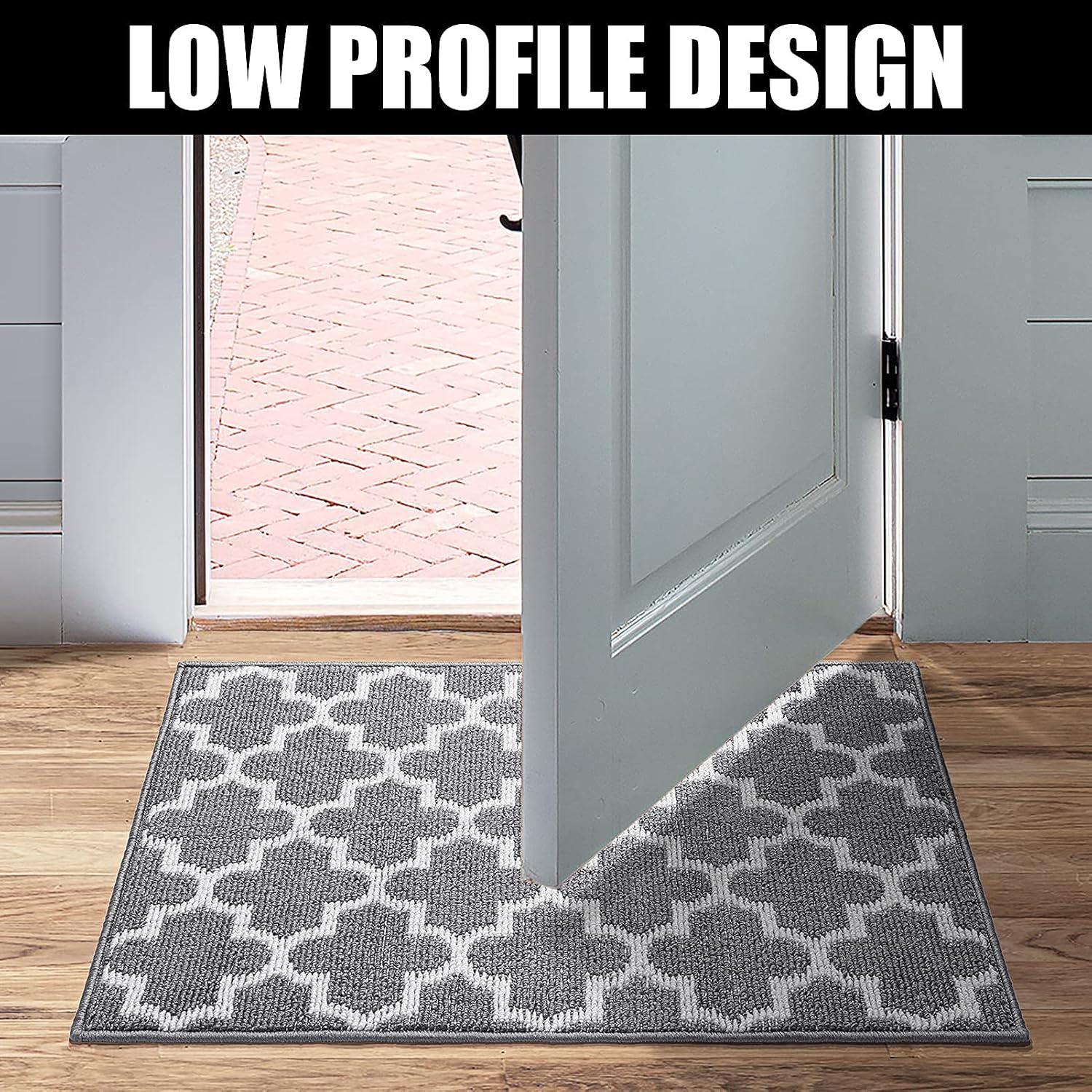 Indoor Doormat 24"x 36", Absorbent Front Back Door Mat Floor Mats, Rubber Backing Non Slip Door Mats Inside Mud Dirt Trapper Entrance Front Door Rug Carpet, Machine Washable Low Profile-Grey Lantern