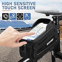 Vista 2 de Bolsa de marco frontal para teléfono de bicicleta, bolsa impermeable para teléfono con pantalla táctil de TPU y visera solar, accesorios