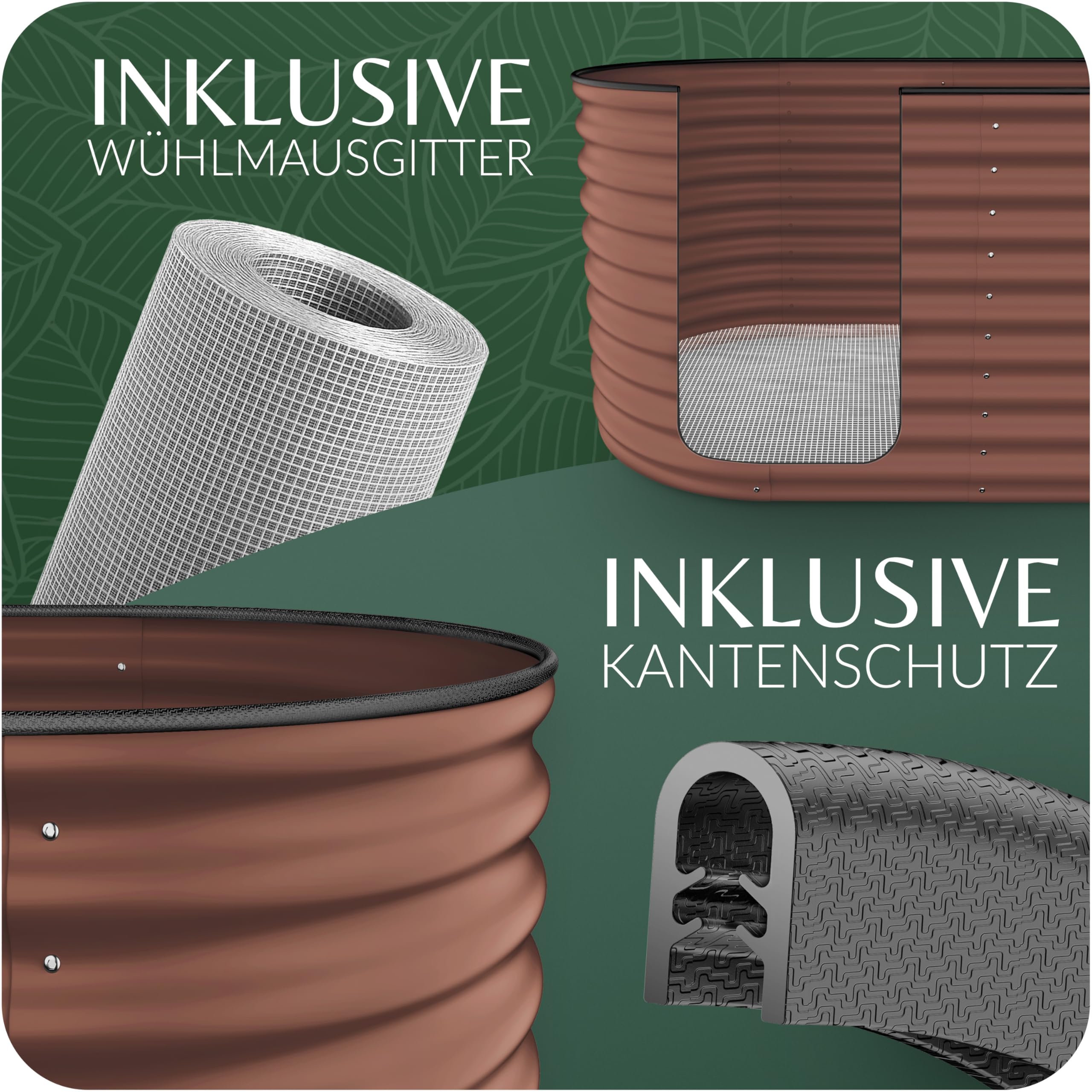 GRUNA Hochbeet Metall 200x60x75 (Braun) - Formstabil & 100% Rostfrei