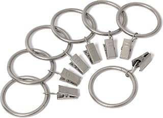 Metal Curtain Clip Rings 2 Inch Interior Diameter Set of 14 (Nickel Satin)