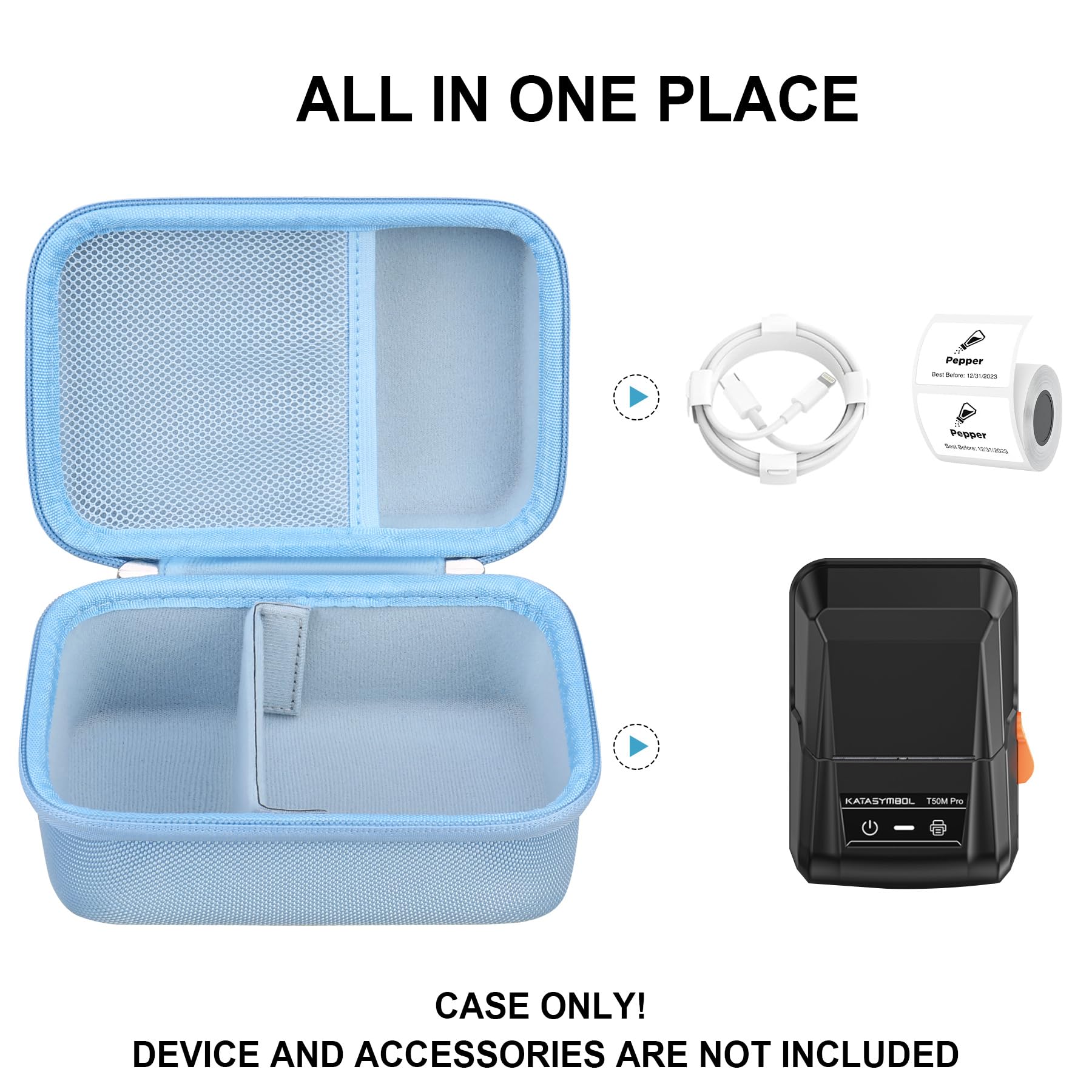 Hard Carrying Case For SUPVAN T50M Pro Bluetooth Label Maker - Inkless Labeler Travel Storage Holder