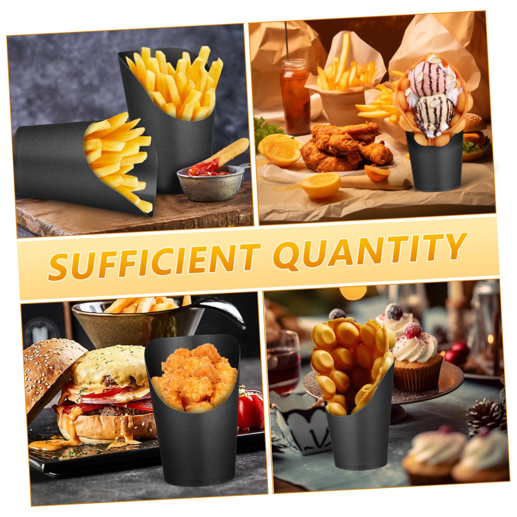 Contenitori Snack in Carta Nera 14oz, 100 Pezzi per Eventi