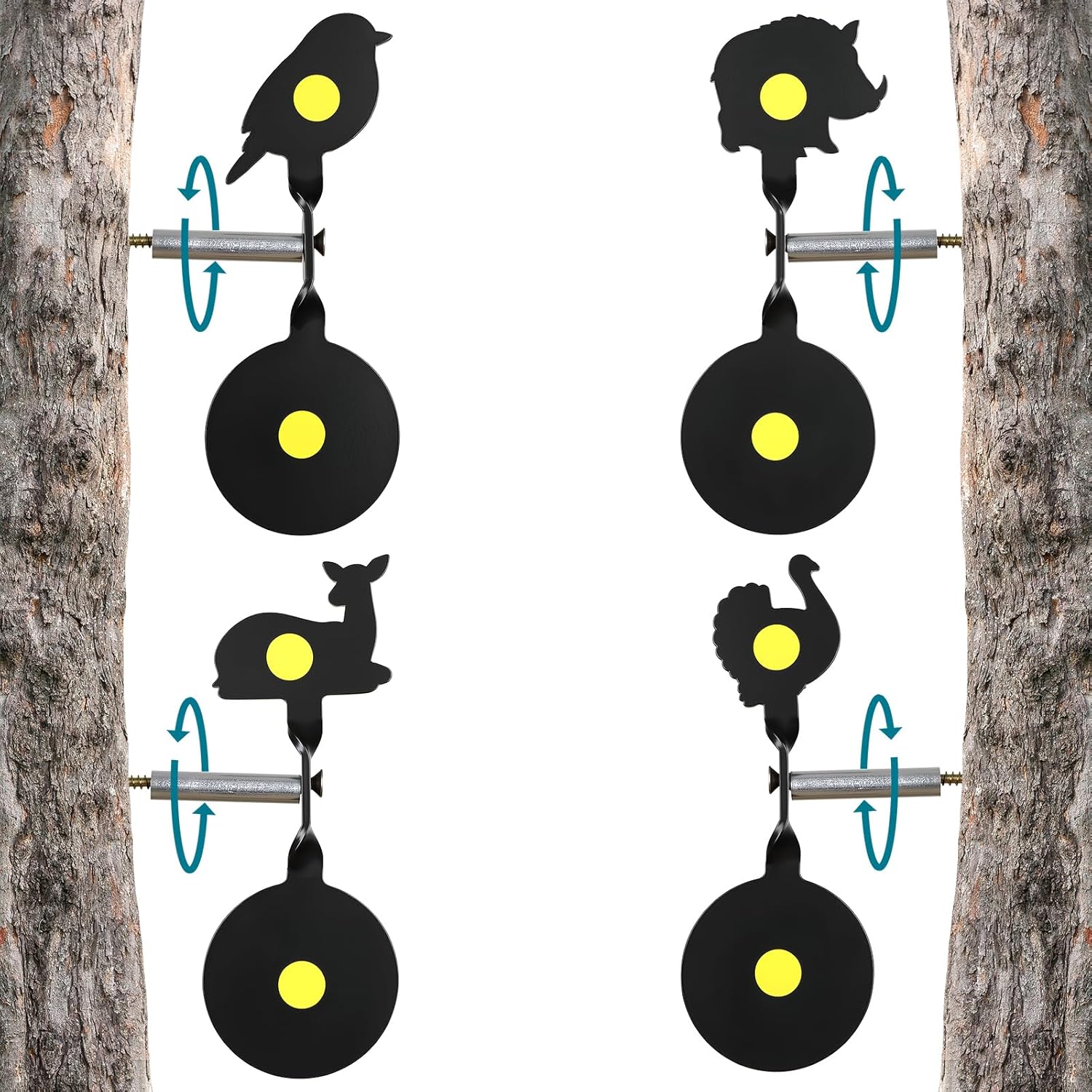 4-Pack Spinner Shooting Targets Auto Reset Steel Resetting Gun Target Heavy Metal Steel Spinning Target for Shooting