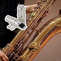 Vista 2 de Yibuy Boquilla de saxofón alto E-flat niquelado de latón plateado #6 con ligadura de tapa