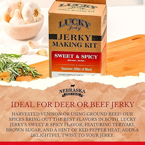 Miniatura 7 de Lucky Beef Jerky - Kit de condimentos dulces y picantes, una mezcla de teriyaki y azúcar morena con un chorrito de pimiento rojo picante (6)