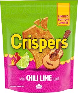 CRISPERS, Chili Lime Crackers, Salty Snacks, Baked In Canada, 145 g
