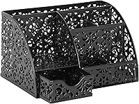 Vista 2 de EasyPAG Organizador de Escritorio Portaplumas con Cajón Copa para Lápices para Escritorio 6 Compartimentos Caddy de Oficina de Metal