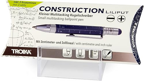 Miniatura 7 de TROIKA Construction Liliput PIP25BL - Bolígrafo multitarea, regla de centímetrospulgadas, destornillador ranuradoPhillips, tamaño pequeño, repuesto