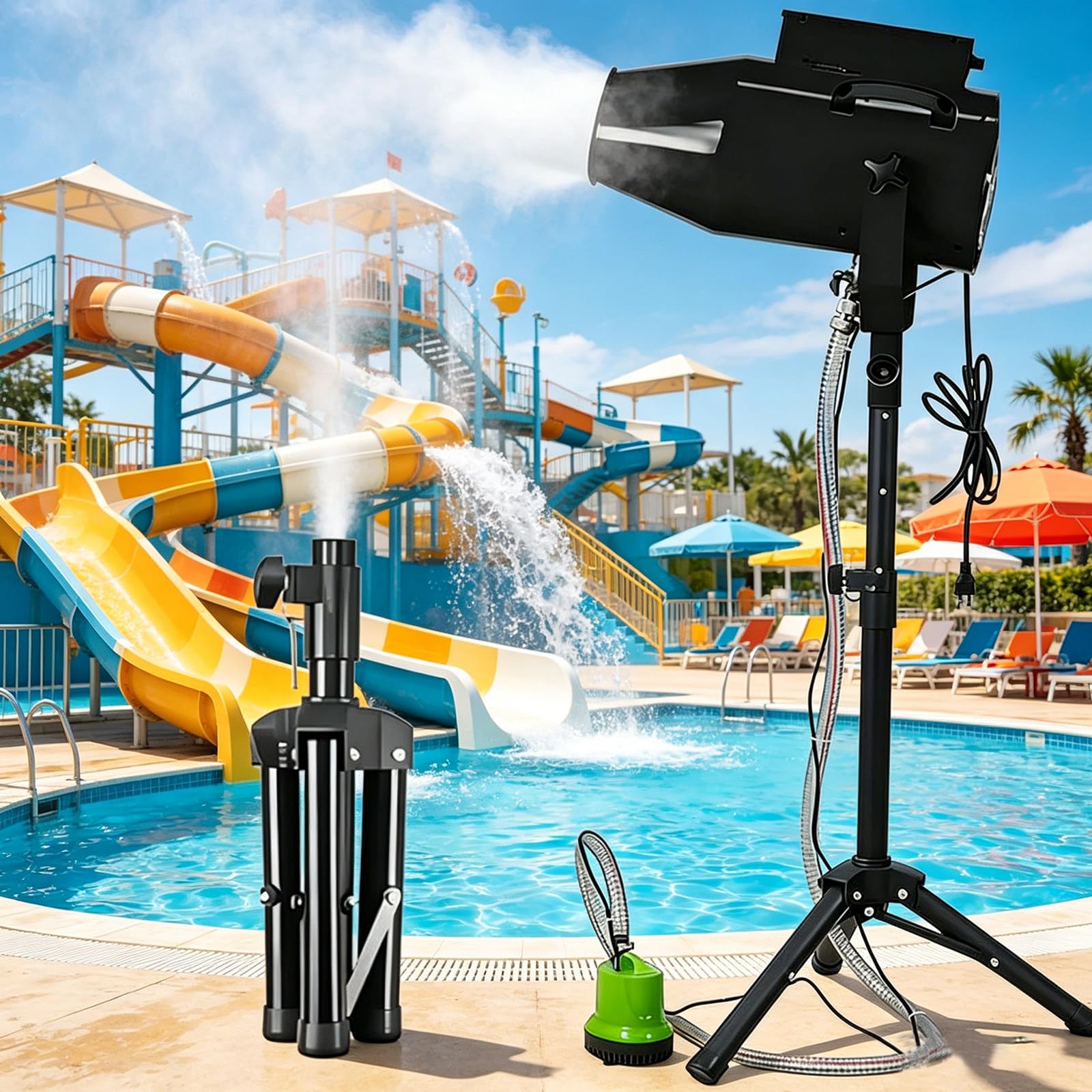1000W Máquina de Espuma con Efecto de Escenario, con Trípode, ángulo Ajustable, Distancia de 6 a 10 M/área de 80 M², para Fiestas, Eventos, Diversión en la Piscina y Cumpleaños Privados Black