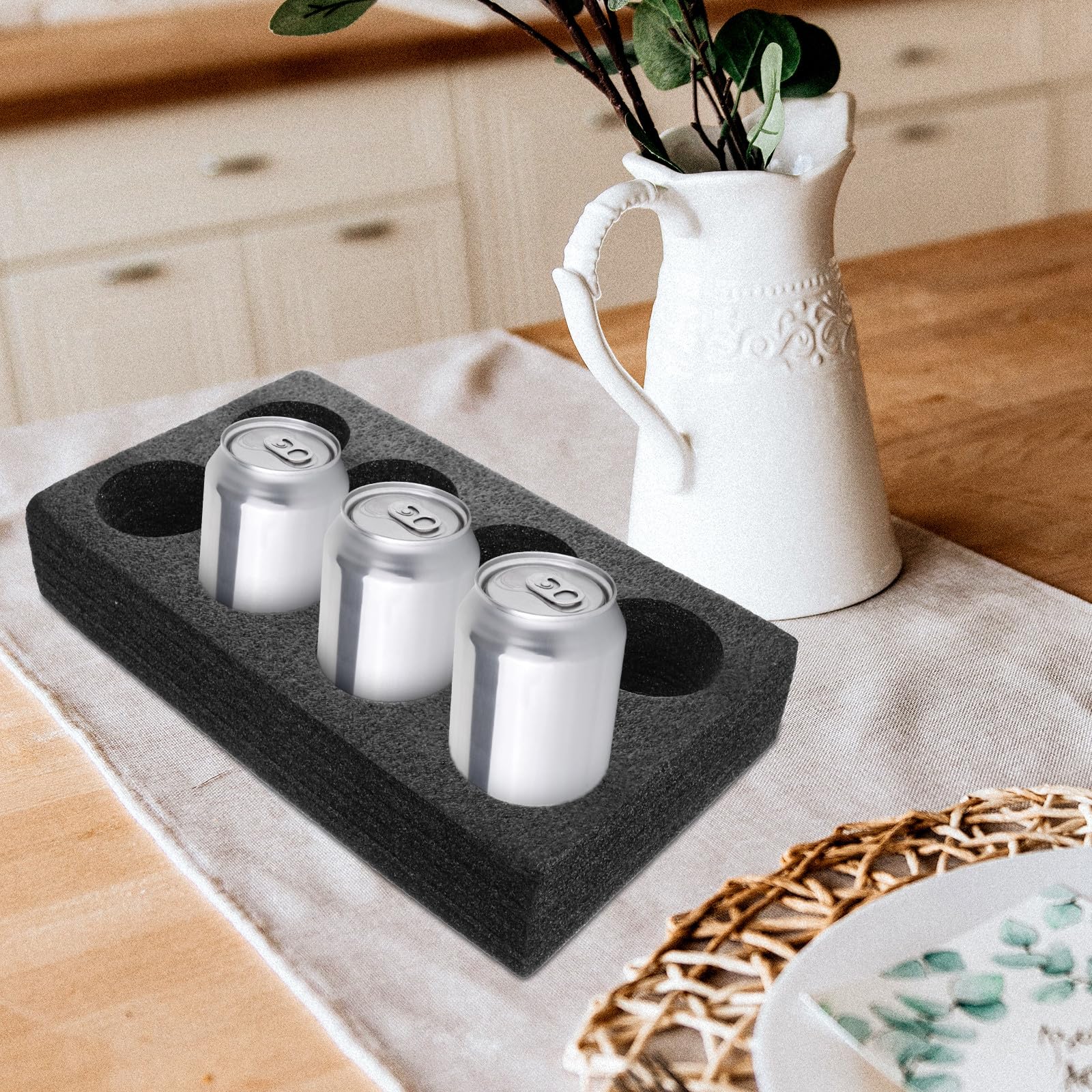 ABOOFAN Plateaux Porte-gobelets Noirs pour 8 Tasses, Support Pratique en Plastique 3 Pièces pour Boissons Chaudes ou Froides en Boutique Café ou Salon de Dessert Réutilisable