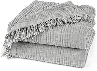 Pure Label Musselin Decke 150x200 cm - Oeko-Tex zertifizierte Kuscheldecke aus 100% Baumwolle | Musselin Wohn- & Kuscheldecke für Couch und Sofa in XL | 150 x 200 cm, Farbe der Decke Grau