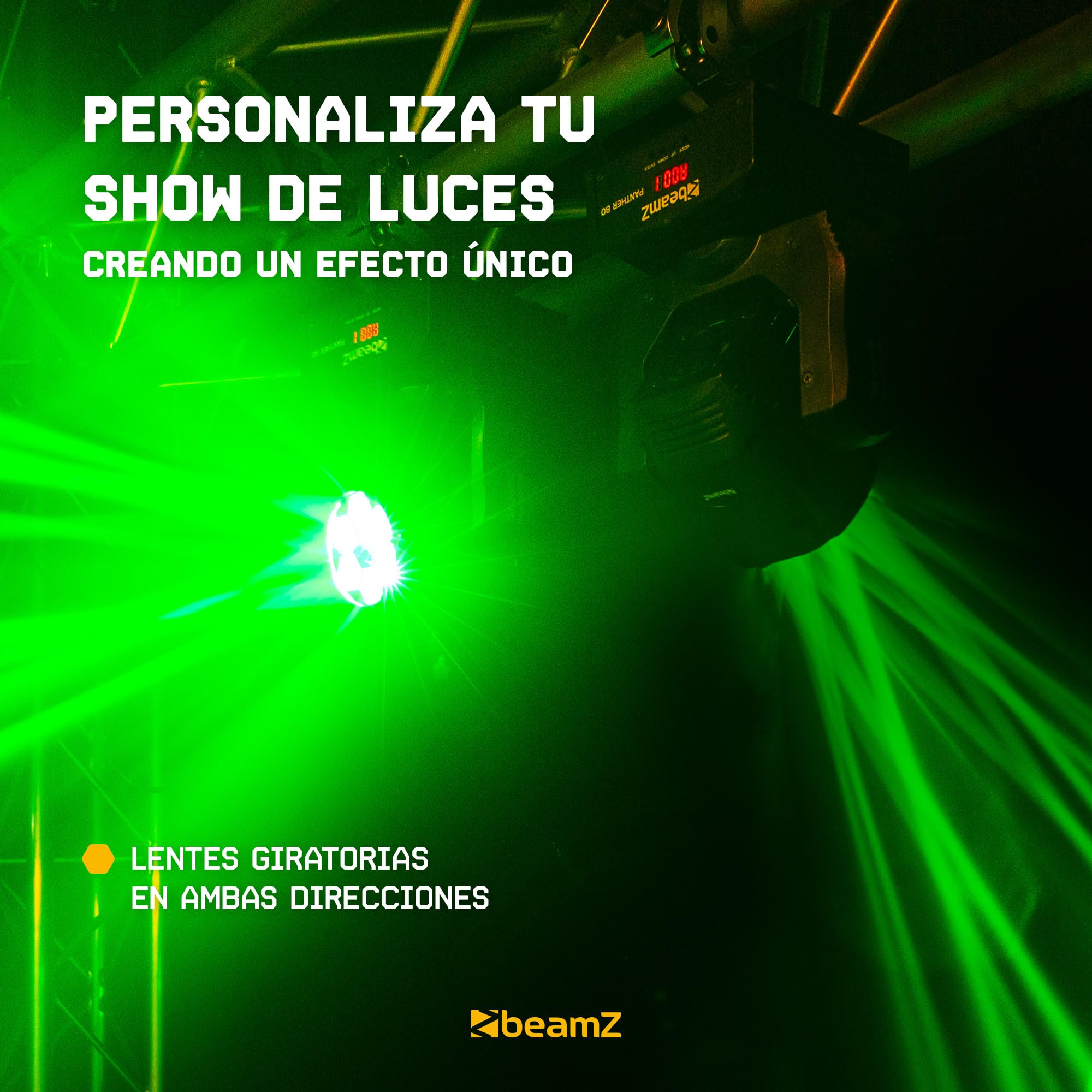 BeamZ Panther 80 Cabeza Móvil con 6 Lentes Rotativas, 12W Led CREE RGBW, DMX, Función Master/Esclavo, Shows Preset, Foco Luz Movil Activo al Ritmo de la Música