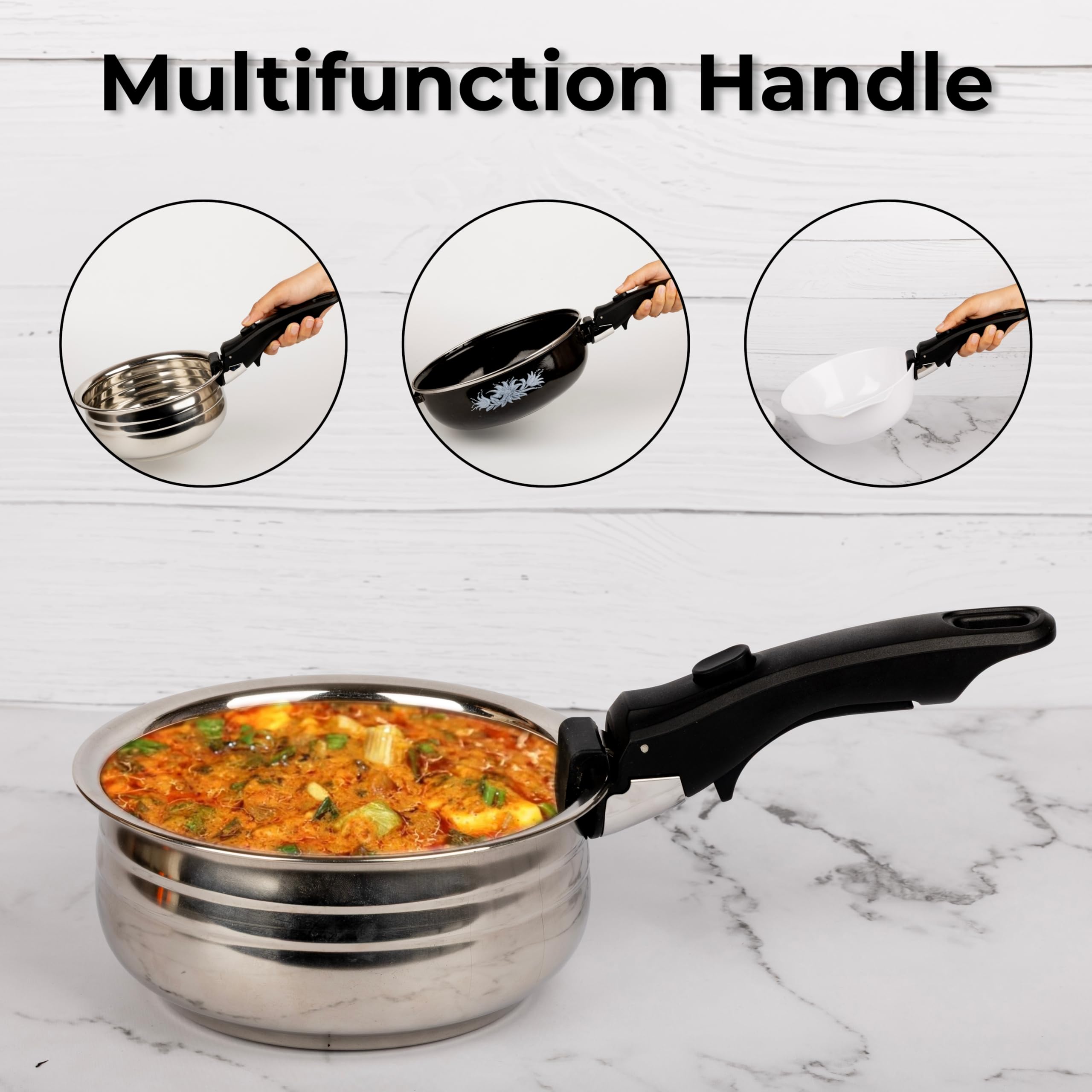 VEDHAK Removable Handle, Handle for Detachable Removable Cookware,Universal Pot Handle,Suitable for All Cookware. 3