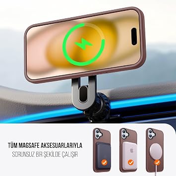 Babilden iPhone 16 Plus için Kılıf Kamera Korumalı Magsafe Wireless Şarj Özellikli Mat Şeffaf Renkli Kılıf Titanyum Gold