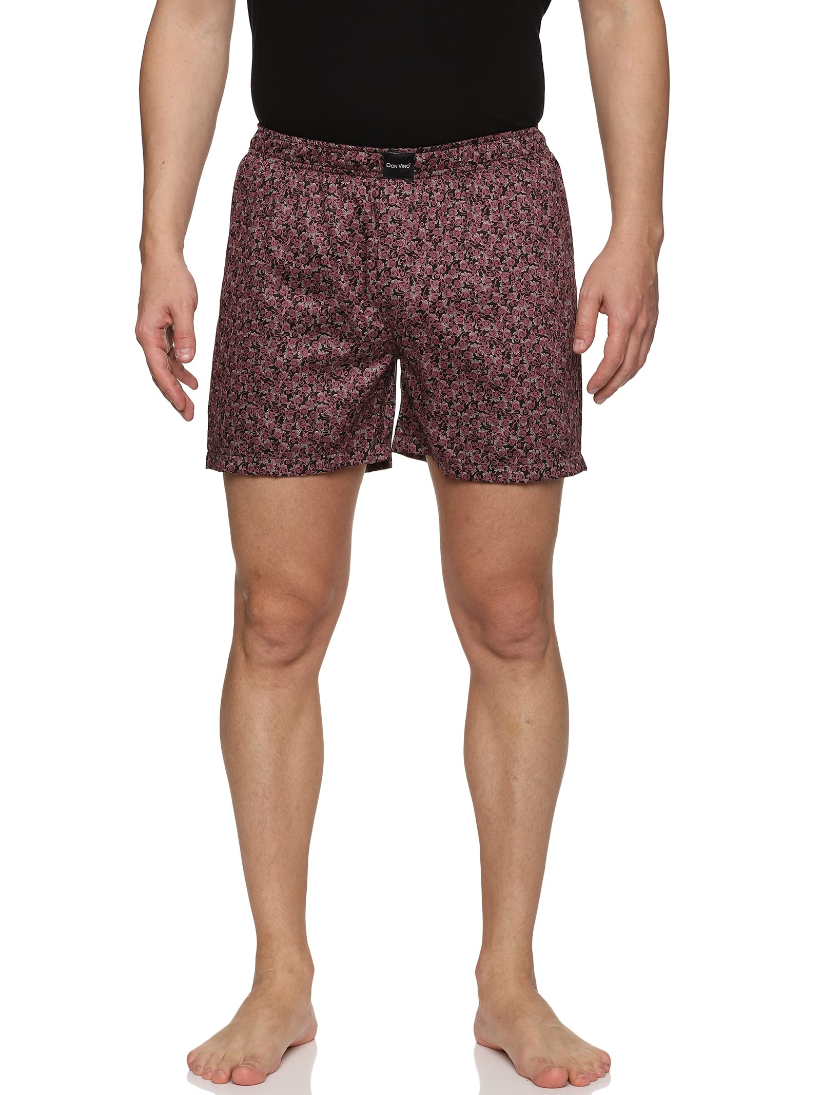 don vino Men Inseam 5" Brown Strip Printed Cotton Shorts with Pockets and Elastic Waistband-picture-35