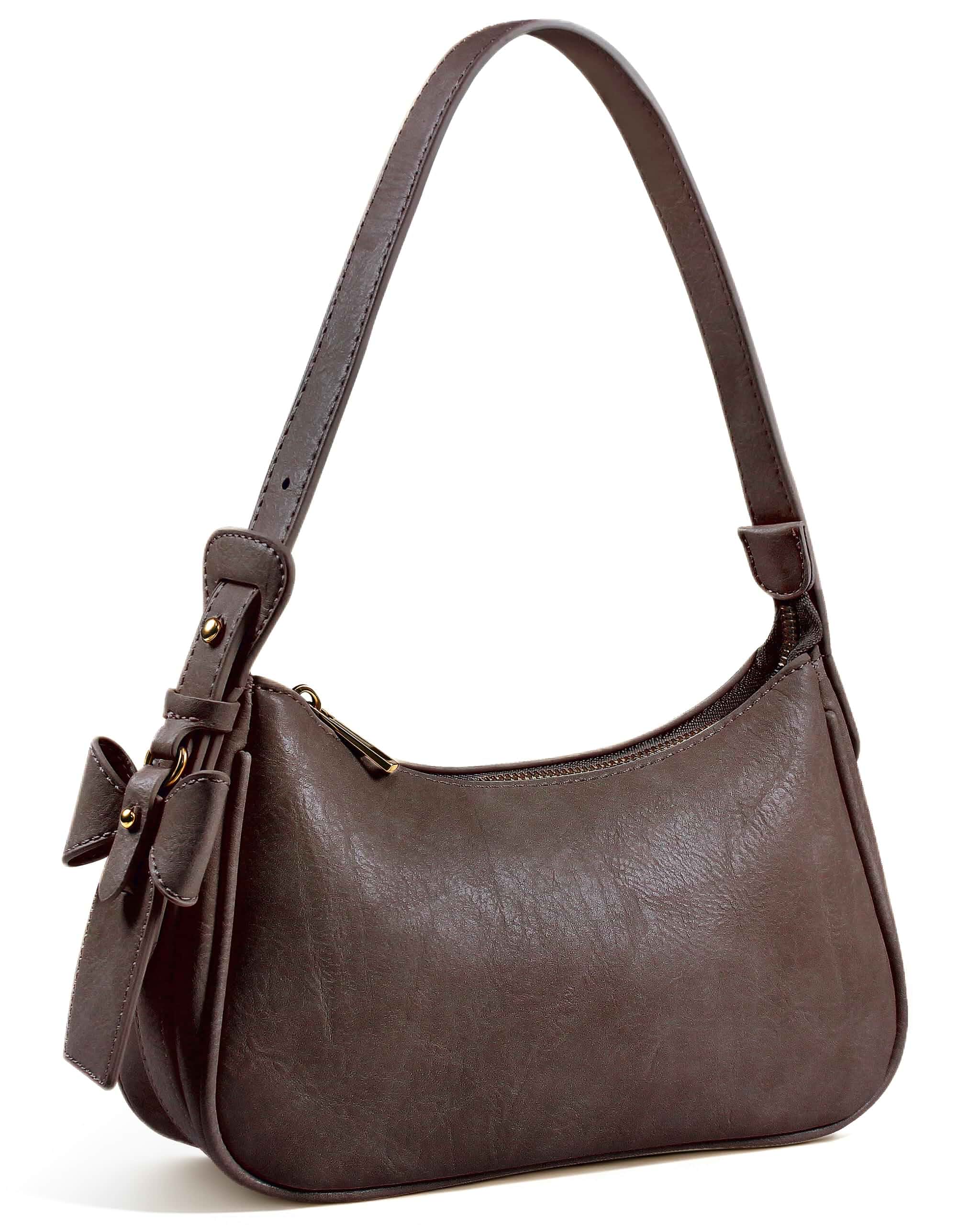 Shoulder Bag for Women Cute Hobo Bag Underarm Purse Handbag Small Crescent Handbag, Vegan Leather, Includes a Bow, Retro Clutch for Daily Shopping Gift Dating
