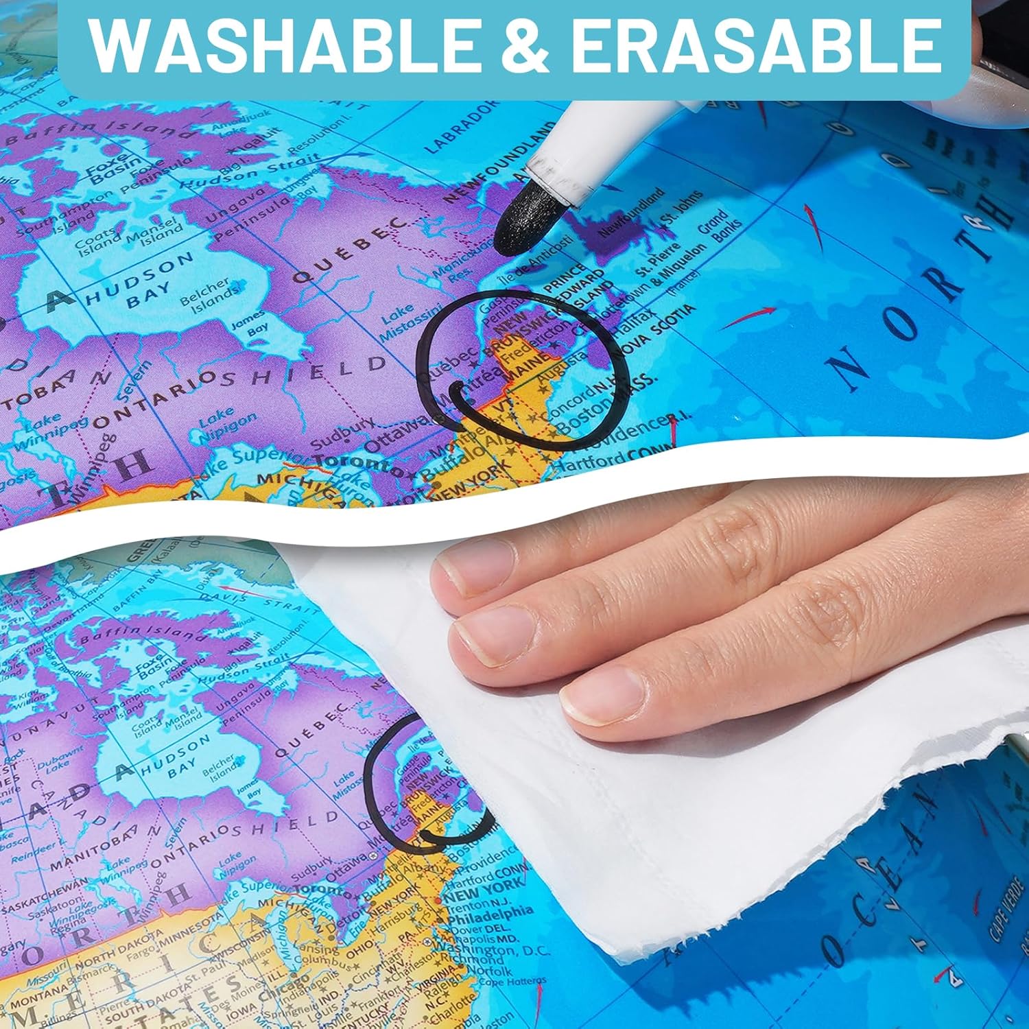 13" Illuminated Globes, 720° Spinning Globe with Touch Switch & Light Up Without Charging & 3 LED Lighting Modes for Classroom Education & Bedroom Decor, Inspire Geography Interest