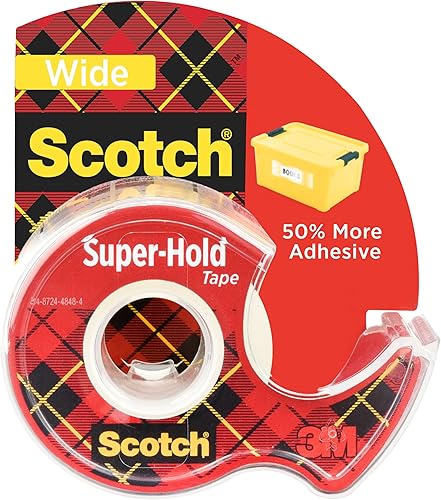 Scotch Cinta ancha superfija, 1 rollo, 50% más adhesiva, favorito de confianza, 1.5 x 650 pulgadas (198 W)