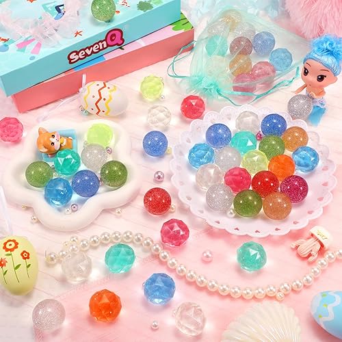 Miniatura 9 de Pelotas hinchables para niños, 24 bolas de goma con bolsa de almacenamiento, bola rebotadora colorida pequeña juguetes para la ansiedad para regalos
