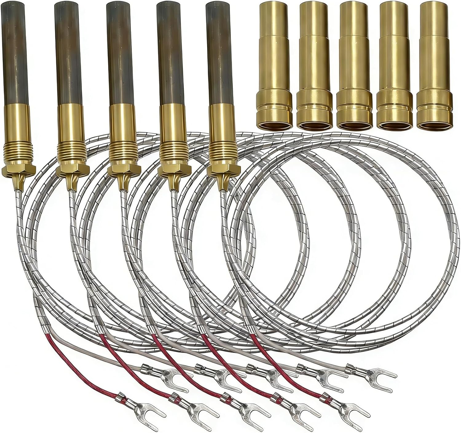 MCAMPAS Replacement for Robertshaw 1950-001 36" 250-750MV Thermopile Generator with PG9 Adapter for Gas Fireplaces, Stoves, Fryers, Water Heaters - 5 Pack