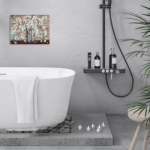 Miniatura 6 de EBENG Arte de pared con temática de flores pequeñas blancas, para sala de estar, entrada, dormitorio, impresiones artísticas para colgar en la