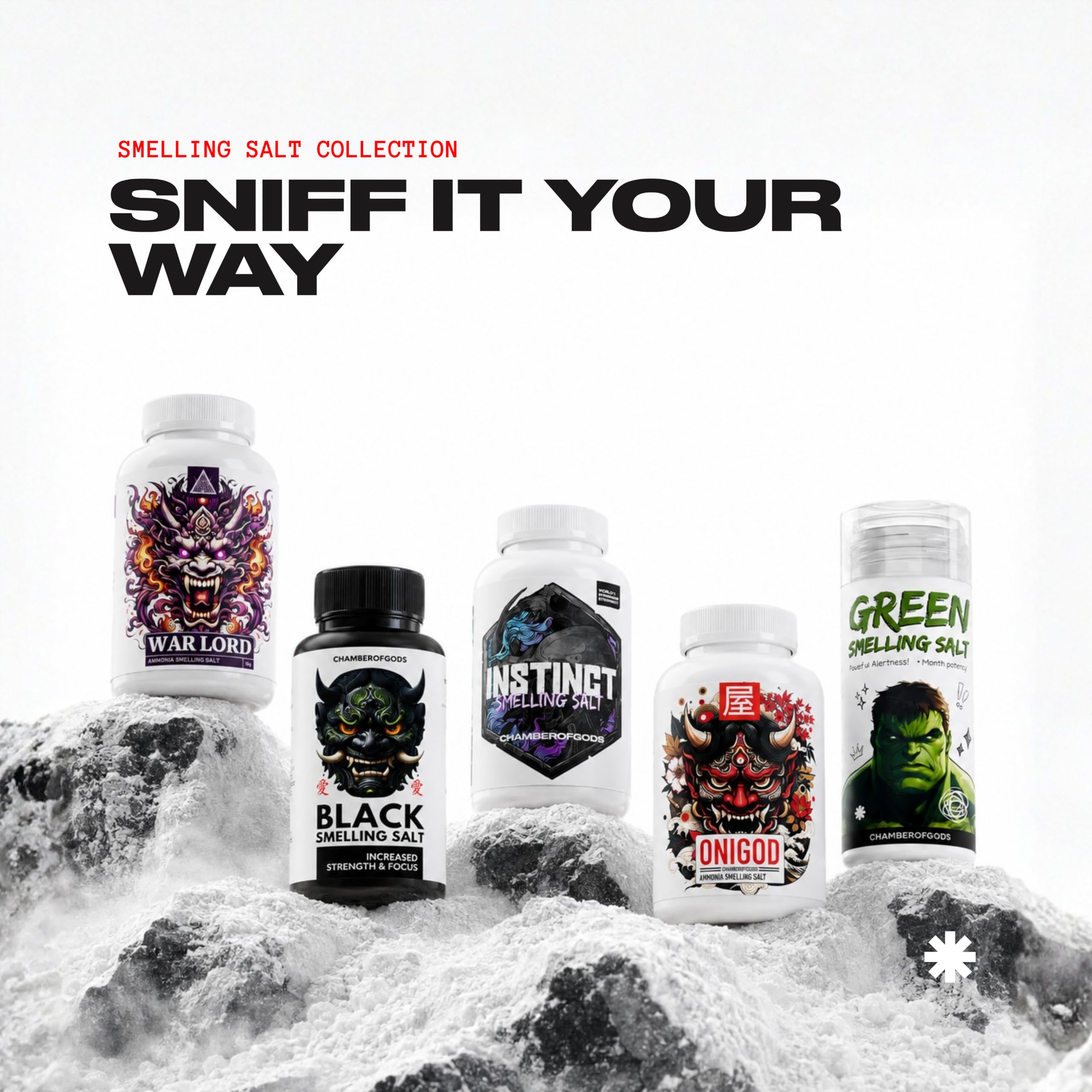 Chamberofgods Black Ammonia Smelling Salt - India's #1 | Crystal Formula for Powerlifting & Gym | 5 Month Potency 3