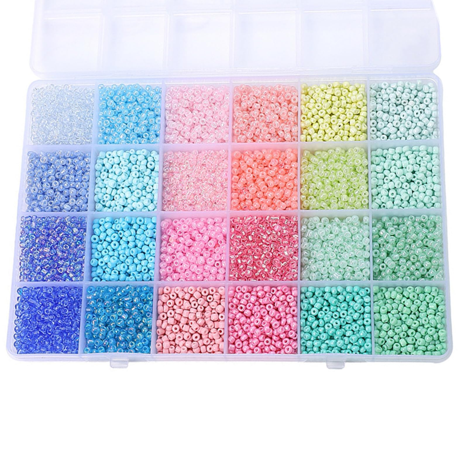 Buxuaaaa 24 Section Craft Beads Organizers Including Sturdy Glass Beads for Jewelry Making and Craft Storage Organizers