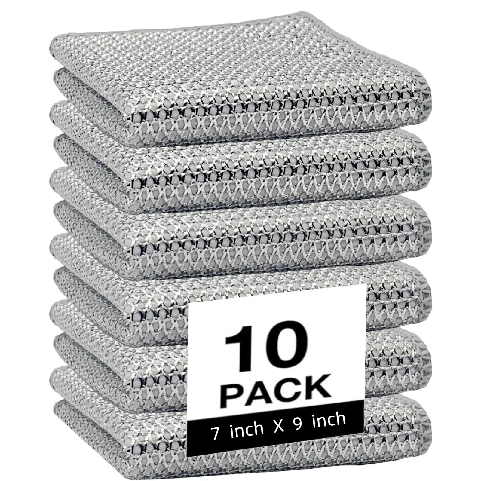 Otodikat 2024 Upgrade Scratchfree Wire Dishcloth Kitchen Dish Towels Tableware Scrubber Bathroom Doors and Windows Cleaning Cloths Household Non Scratch Wire Dishcloth 10pcs Steel Wool Scrubber