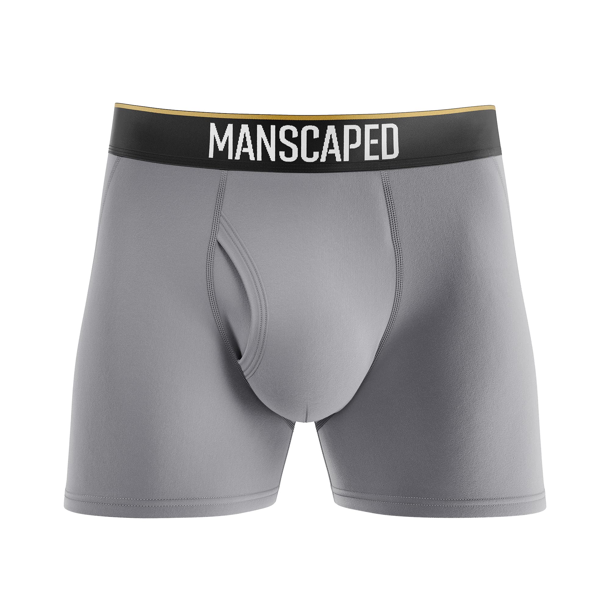 MANSCAPED® Boxers 2.0 Men’s Premium Anti-Chafe Athletic Performance Boxer Briefs, Ultra Soft and Tagless with The Jewel Pouch™ (Large) Silver Fox