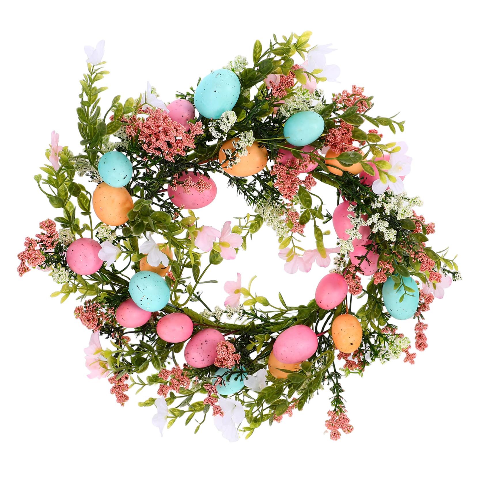 Couronne de Pâques avec œufs suspension durable pour porte et décoration printanière