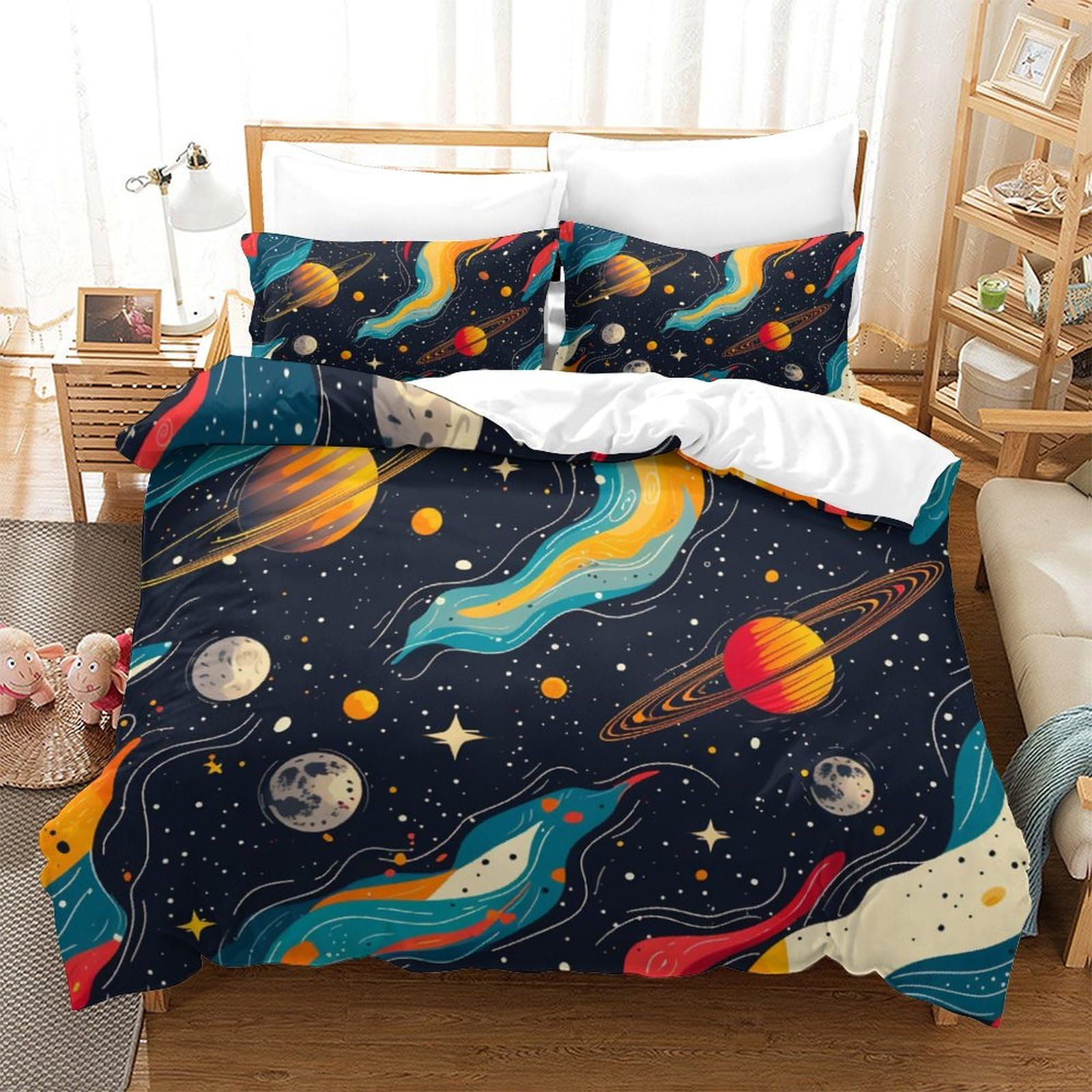 Parure de lit galaxie 3D pour s'endormir sous les étoiles en grand confort Super King