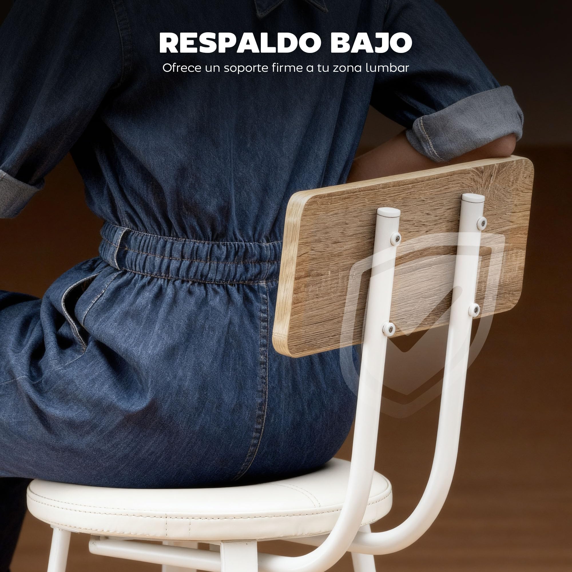HOMCOM Juego de 2 Taburetes de Bar, Taburetes Altos de Cocina con Respaldo y Reposapiés, Tapizados de PU, Asiento de 75,5 cm de Altura, Fácil Montaje, Estilo Industrial, Natural y Blanco