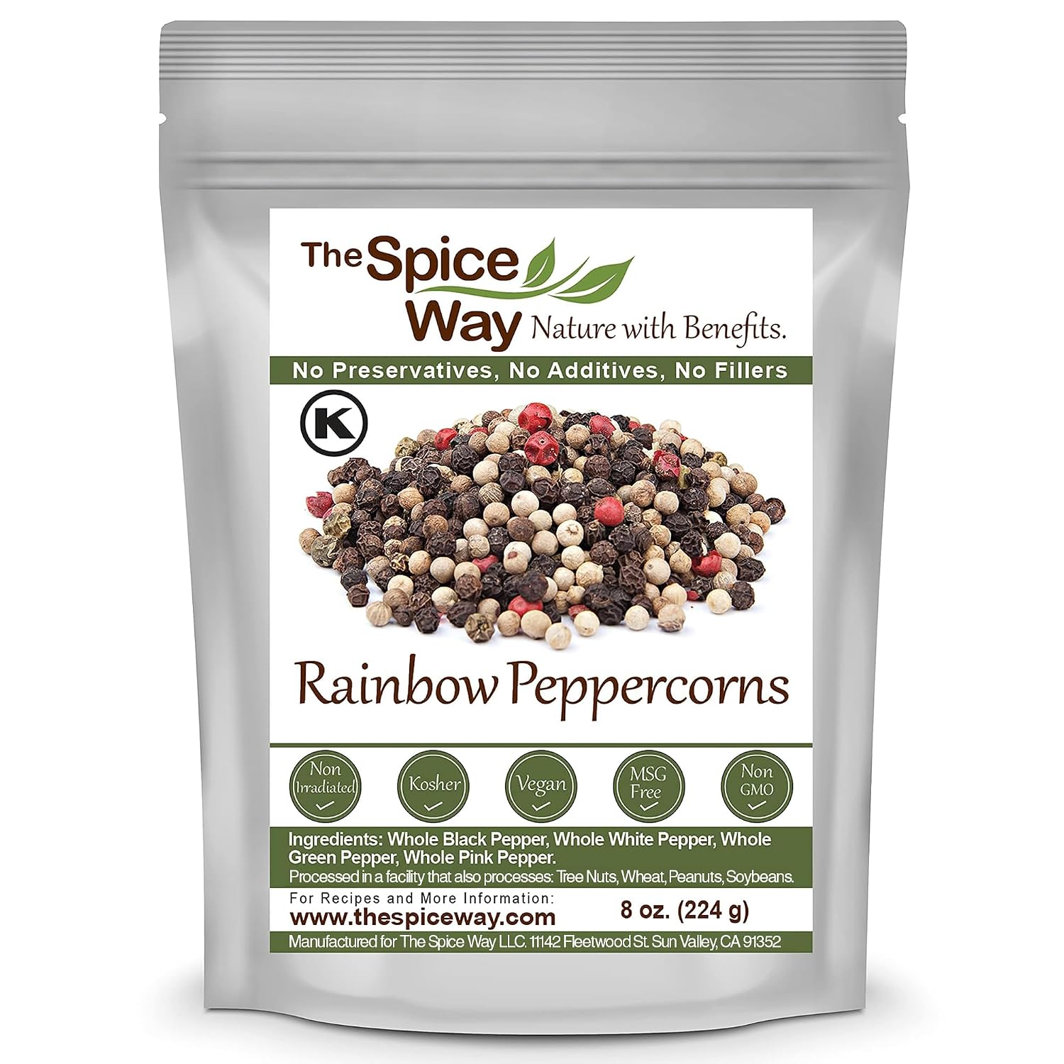 The Spice Way Rainbow Peppercorn Blend 8 oz Black, Green, Pink & White