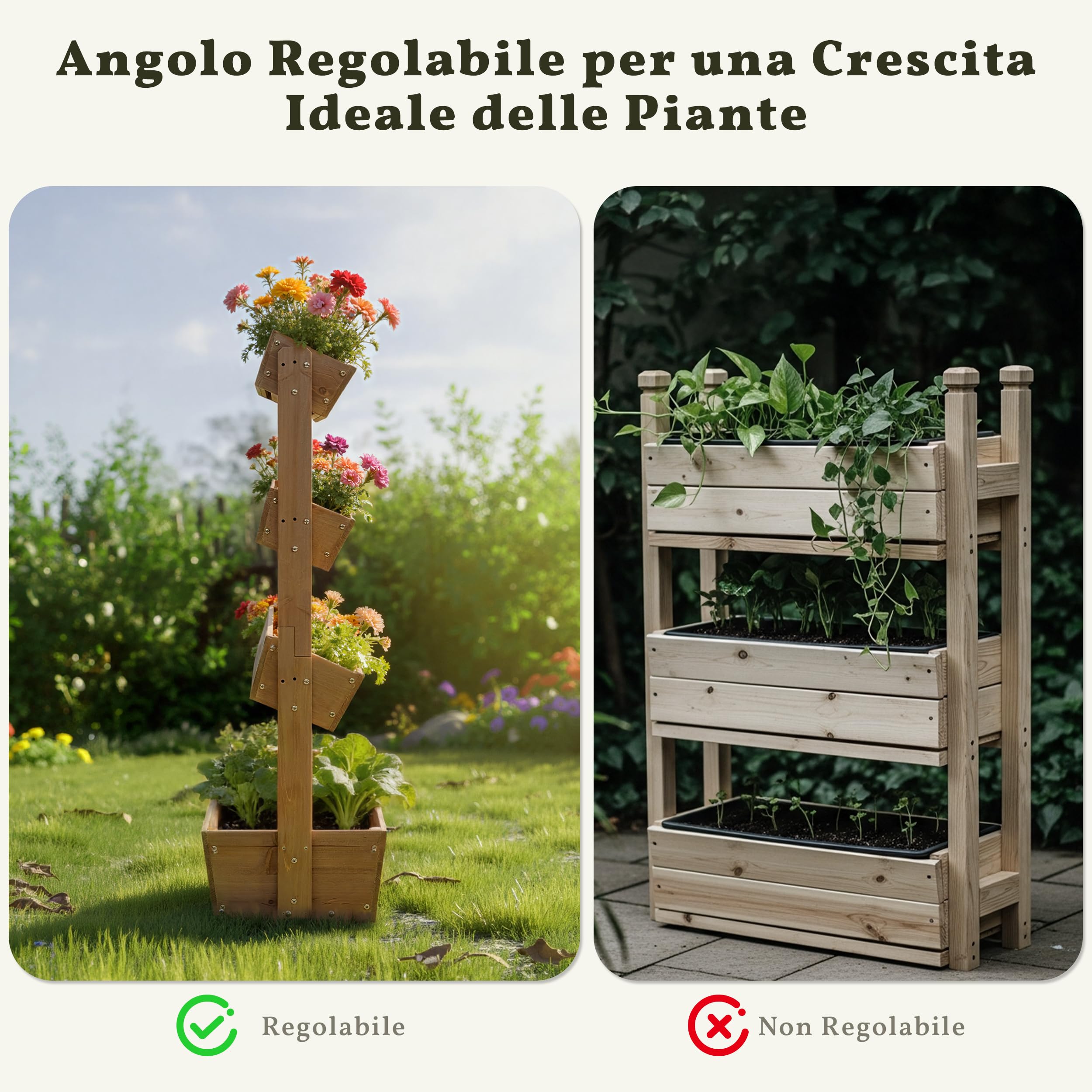 Yaheetech Fioriera Aiuola Rialzata da Esterno Verticale 4 Piani in Legno con Fori di Drenaggio per Piante Aromatiche Orto 84,5×45×140,5cm Marrone Scuro