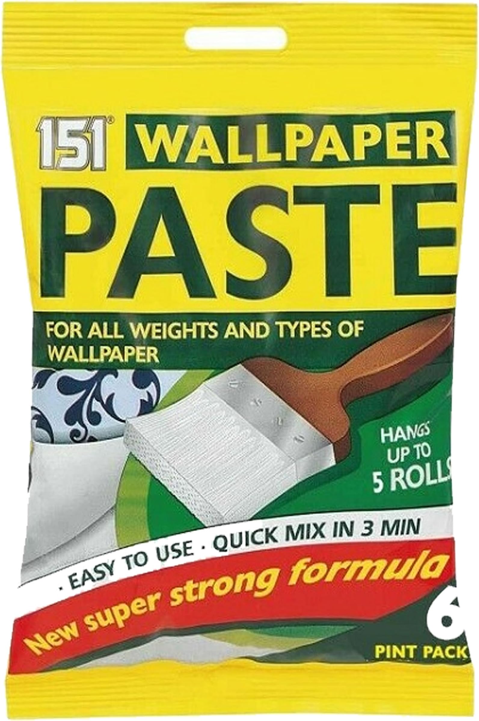 Wallpaper Paste - Hangs Up to 5 Rolls - Quick Mix in 3 Minutes - All-Purpose Wallpaper Paste - Extra Strength