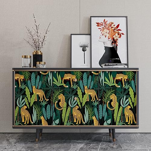 Miniatura 4 de CHIHUT Papel tapiz autoadhesivo con diseño de leopardo King para despegar y pegar, removible con diseño de animales de la selva, papel de contacto