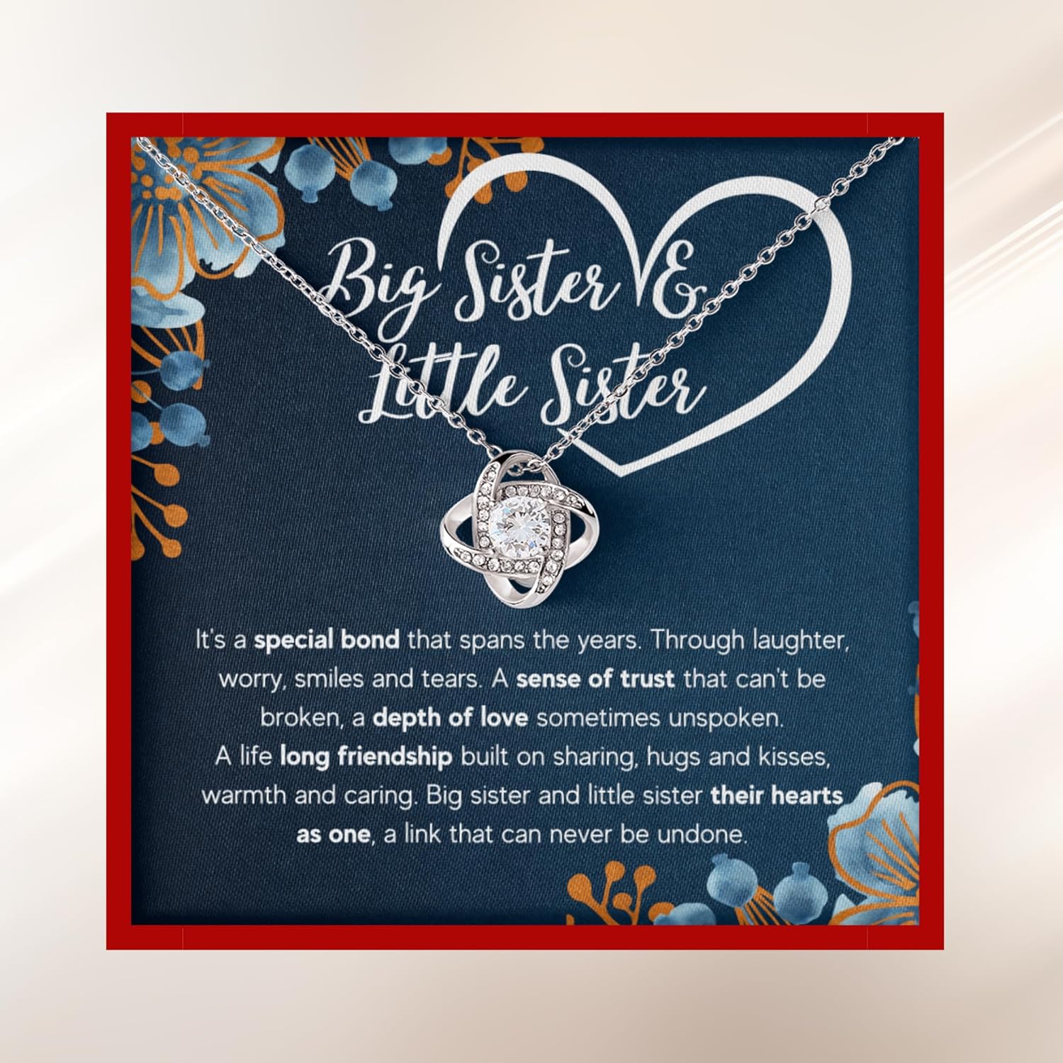 To My Sis Necklace – 14K White Gold Pendant with Message Card and Gift Box, Meaningful Jewelry Gift for Birthday, Christmas or Graduation - Image 3