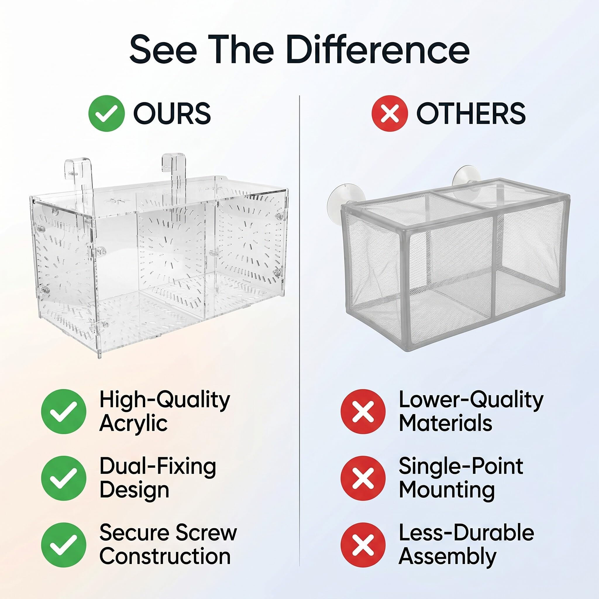 Zerodis Accessoire d'aquarium, boîte d'isolation, piège d'élevage innovant pour jeunes poissons et crevettes, idéal pour les besoins de reproduction et d'acclimatation, boîte d'élevage en acrylique