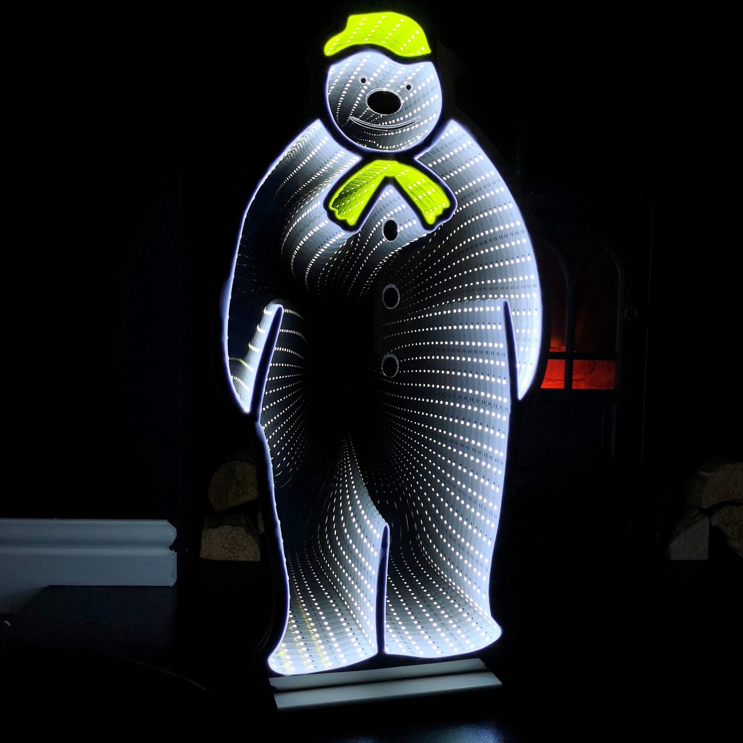 Samuel Alexander 60Cm Led The Snowman Infinity Christmas Decoration With Wooden Base