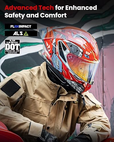 Miniatura 2 de ILM Cascos de motocicleta de cara completa para hombres y mujeres con Pinlock Powersports Street Racing Cascos para Motos DOT Modelo MF510