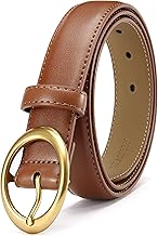 CHAOREN CR Women Jeans Belt, Women's Leather Belt with Gold Buckle, 1.15 Inch Wide Women Casual Slim Belt for Jeans Pants Dress